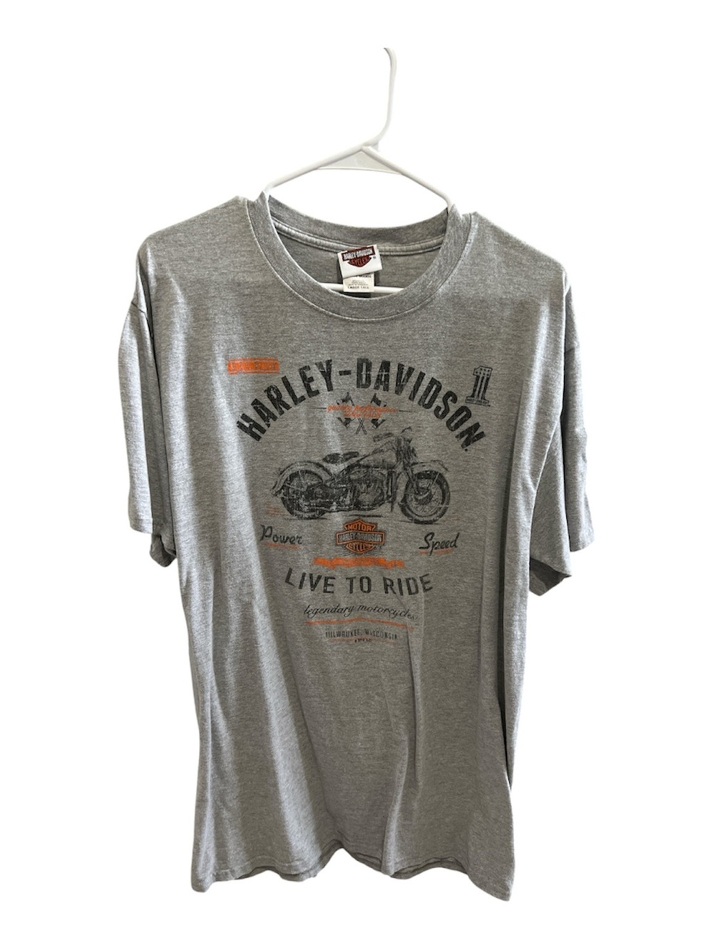 Harley-Davidson Gray Short Sleeve 'Live to Ride' Motorcycle Tee